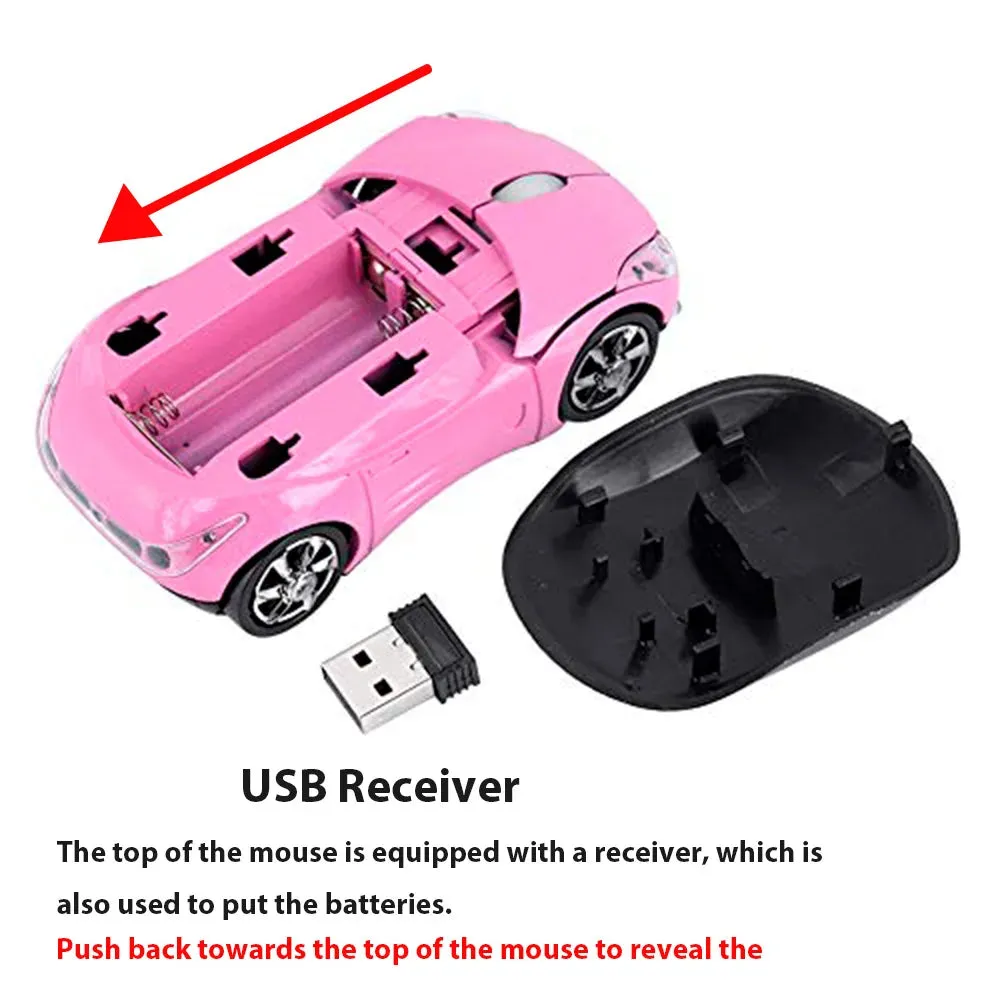 2.4G Wireless Car Mouse Portable 1600Dpi Mini Gaming Mouse For Laptops