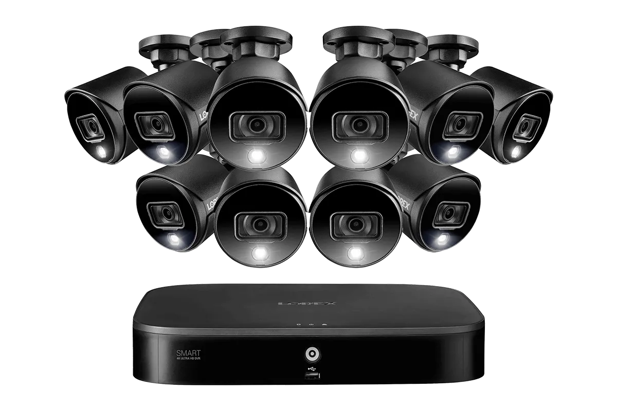 4K Ultra HD Security System with 16-Channel DVR and Ten 4K (8MP) Active Deterrence Cameras featuring Smart Motion Detection and Smart Home Voice Control