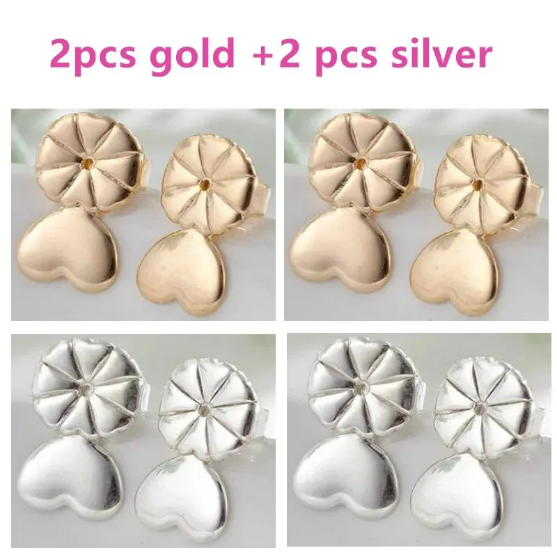 Adjustable Love Heart Stud Earring Lifts - Ear Lobe Support for Comfortable Wear M2082