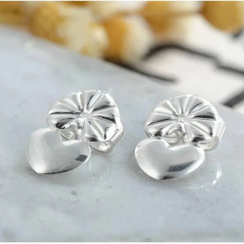 Adjustable Love Heart Stud Earring Lifts - Ear Lobe Support for Comfortable Wear M2082