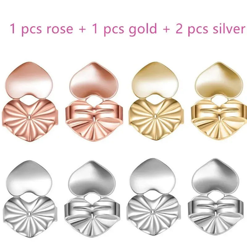 Adjustable Love Heart Stud Earring Lifts - Ear Lobe Support for Comfortable Wear M2082
