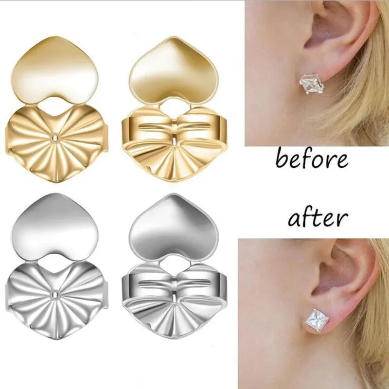 Adjustable Love Heart Stud Earring Lifts - Ear Lobe Support for Comfortable Wear M2082