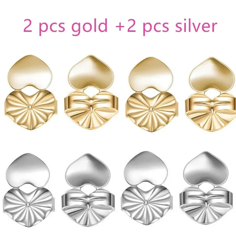 Adjustable Love Heart Stud Earring Lifts - Ear Lobe Support for Comfortable Wear M2082