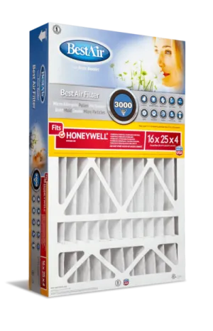 BestAir® 16 x 25 x 4, Air Cleaning Furnace Filter, MERV 13, Removes Allergens & Contaminants, For Honeywell Models