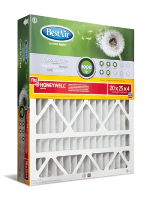 BestAir® 20 x 25 x 4, Air Cleaning Furnace Filter, MERV 8, Removes Allergens & Contaminants, For Honeywell Models