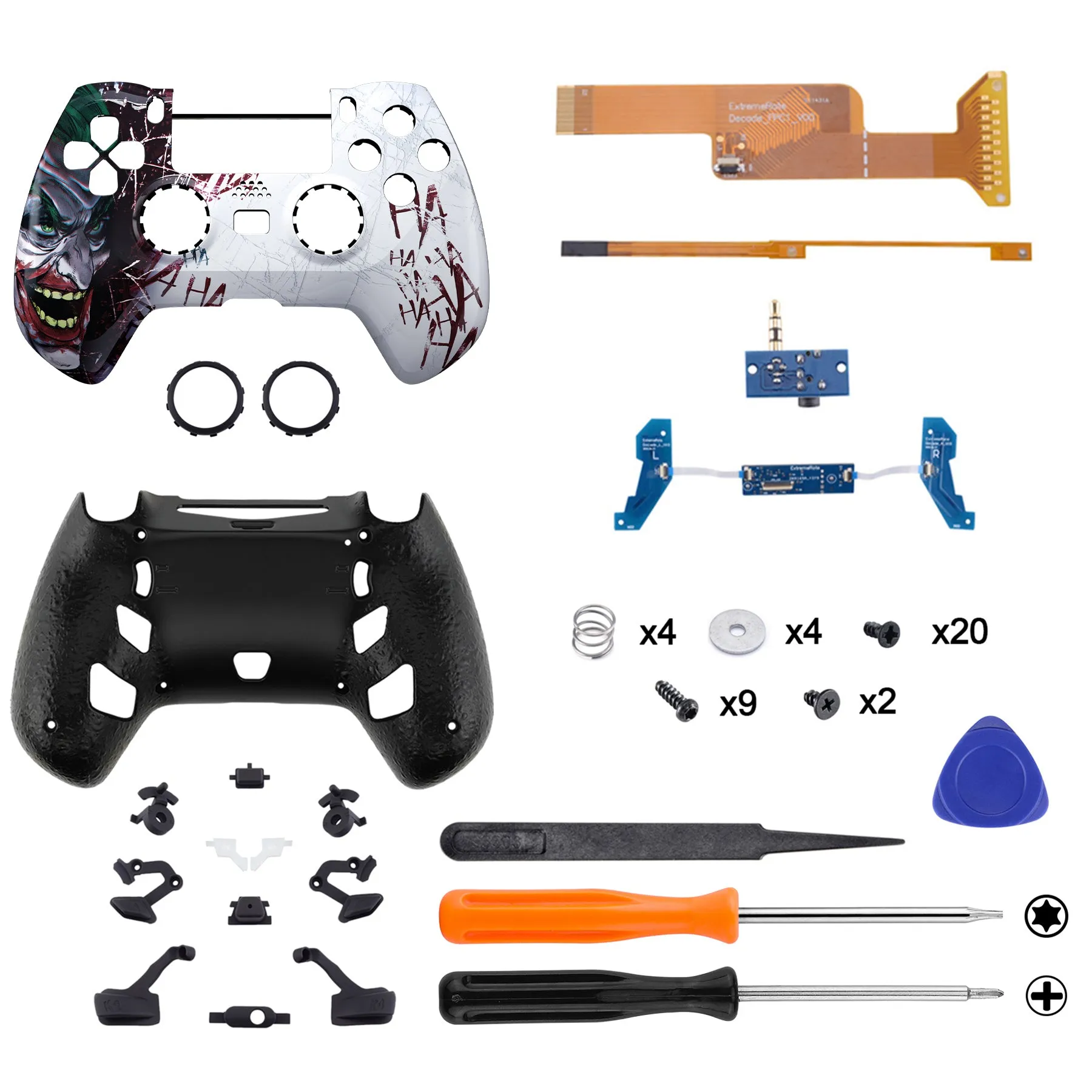 eXtremeRate DECADE Tournament Controller (DTC) Upgrade Kit for PS4 Controller JDM-040/050/055 - Clown HAHAHA