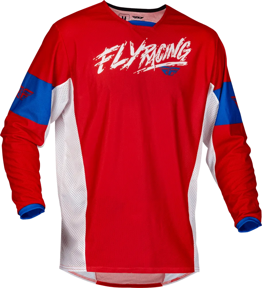 Fly Racing Yth Kinetic Mesh Khaos Jersey Red/White/Blue