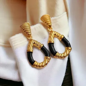 French Circle Pendant Big Long Earrings: WB222 - Exquisite Charm Jewelry