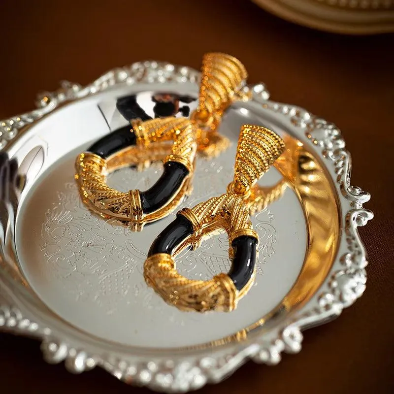 French Circle Pendant Big Long Earrings: WB222 - Exquisite Charm Jewelry