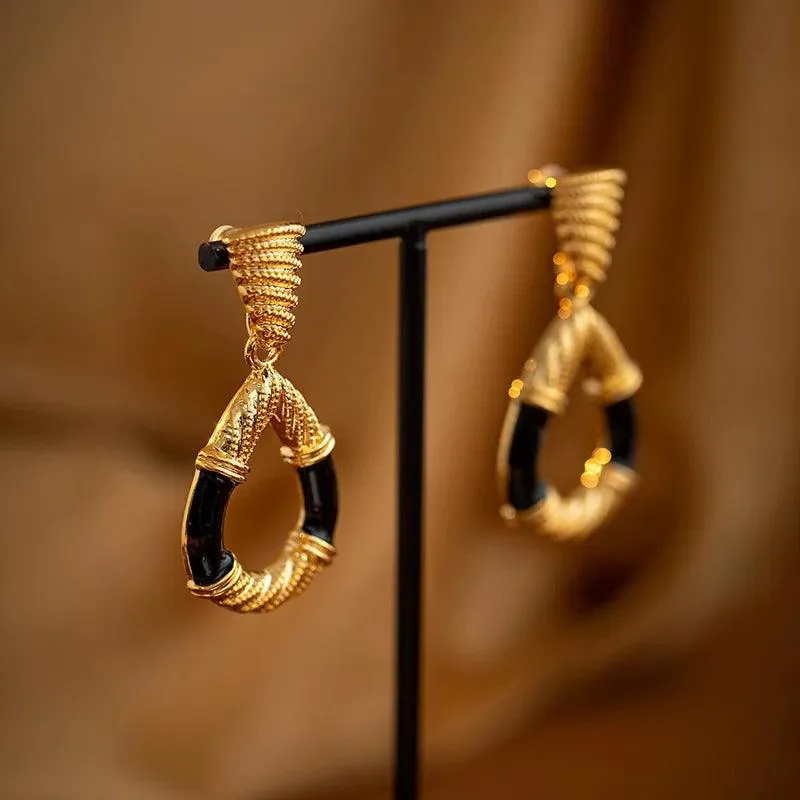 French Circle Pendant Big Long Earrings: WB222 - Exquisite Charm Jewelry