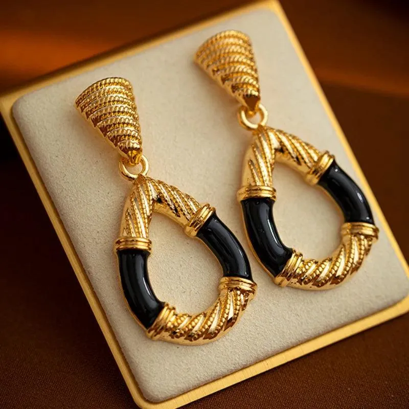 French Circle Pendant Big Long Earrings: WB222 - Exquisite Charm Jewelry