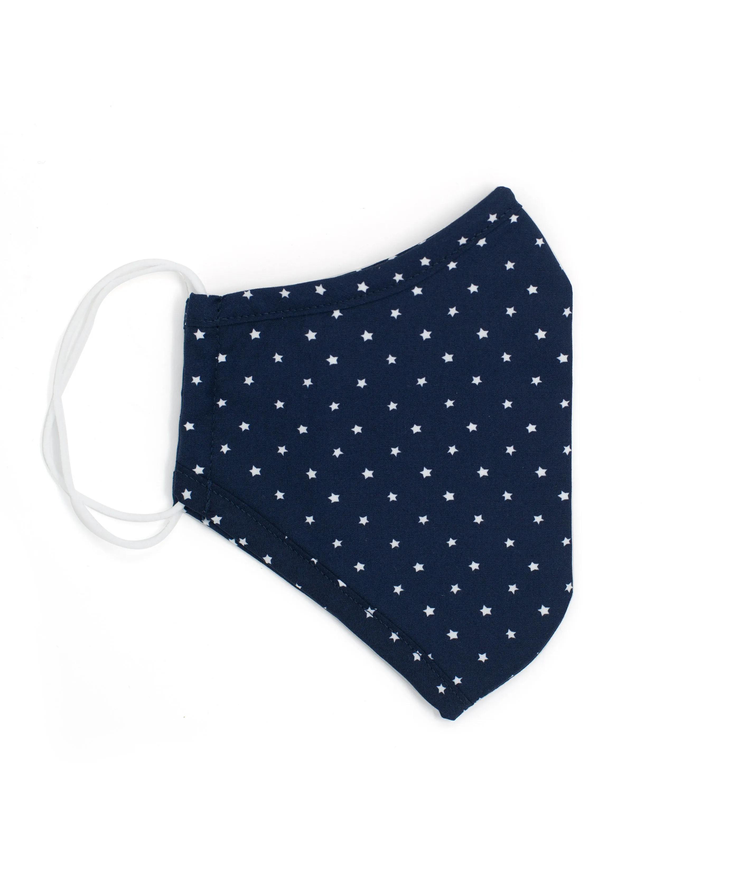 Navy White Star Print Reusable Cotton Face Mask