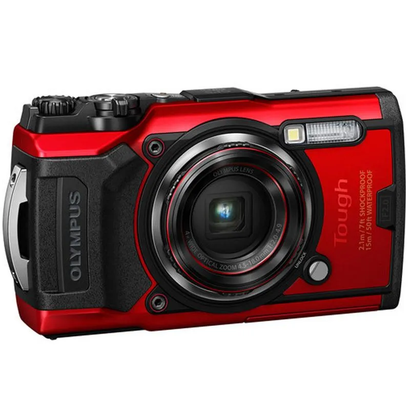 OLYMPUS Tough TG-6 12MP Waterproof W-Fi Digital Camera Red with 64GB Memory Card   Strap & Case