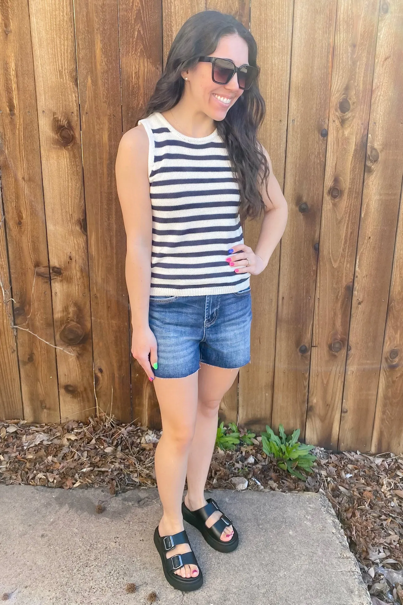Party in The USA Navy Striped Top