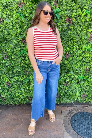 Party in The USA Red Striped Top