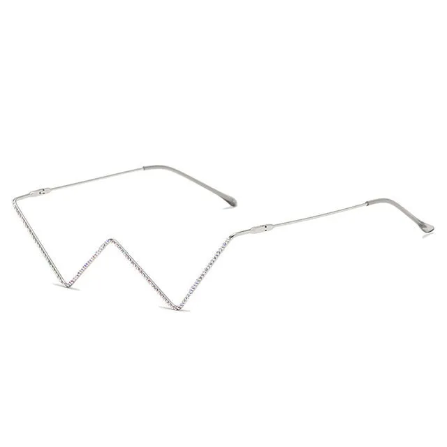 Rhinestone Rimless No Lens Glasses