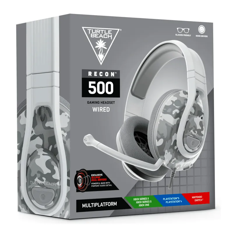 Turtle Beach Recon 500 Headset Headphones Microphone Gaming Camo Grey White