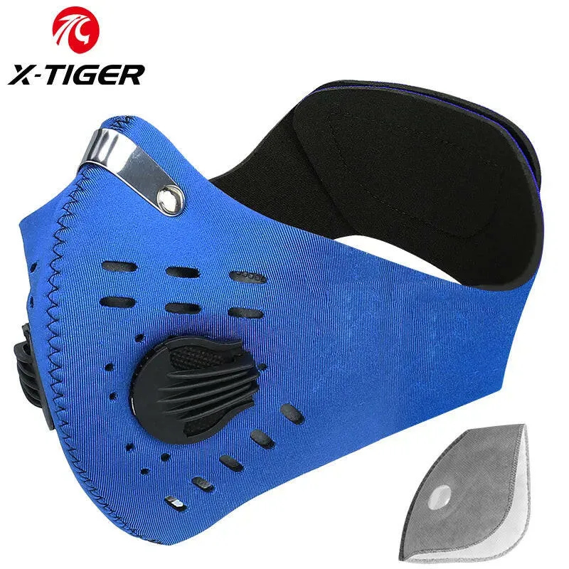 X-Tiger Cycling Mask With 1pc Filters Breathable MTB Bike Cycling Face Mask Activated Carbon Dustproof Sports Running Face Cover