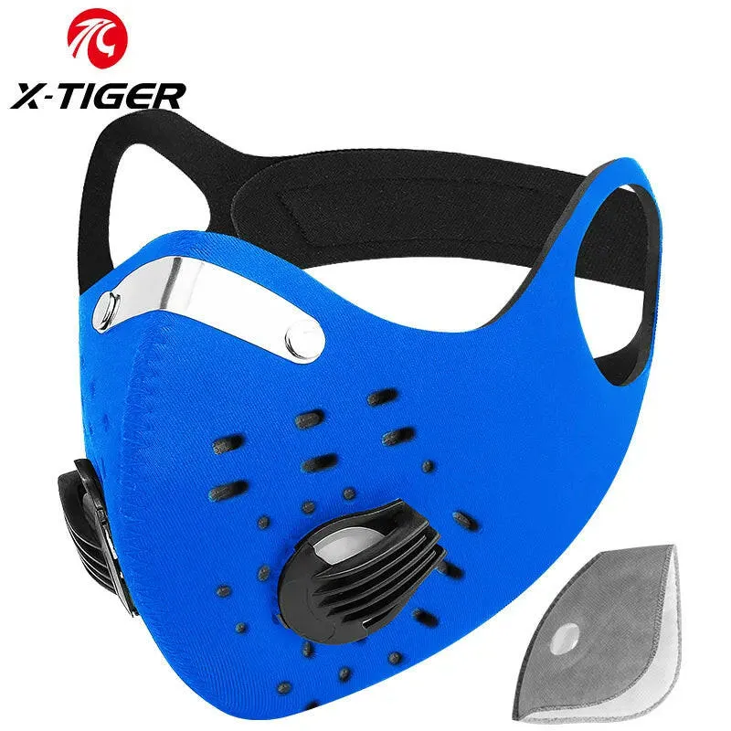 X-Tiger Cycling Mask With 1pc Filters Breathable MTB Bike Cycling Face Mask Activated Carbon Dustproof Sports Running Face Cover